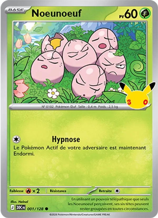 Carte Pokémon Noeunoeuf 001/128 de l'extension 30ᵉ Anniversaire