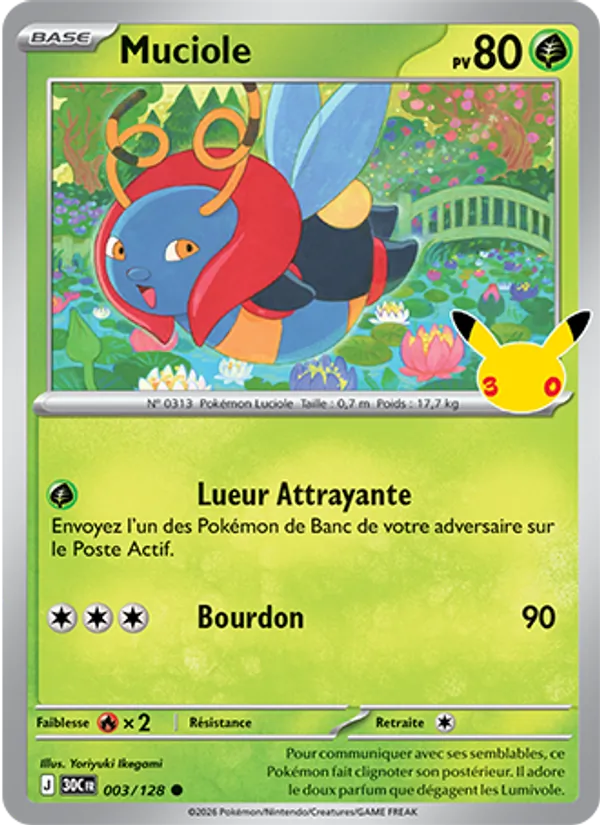 Carte Pokémon Muciole 003/128 de l'extension 30ᵉ Anniversaire