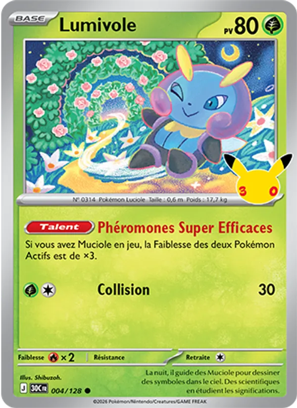 Carte Pokémon Lumivole 004/128 de l'extension 30ᵉ Anniversaire