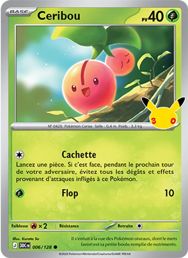 Carte Pokémon Ceribou 006/128 de l'extension 30ᵉ Anniversaire