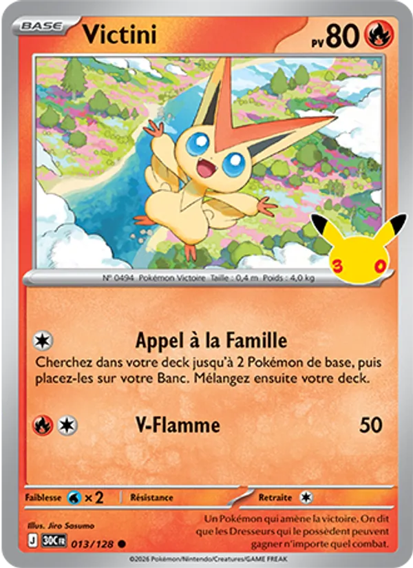 Carte Pokémon Victini 013/128 de l'extension 30ᵉ Anniversaire