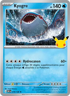 Carte Pokémon Kyogre 019 — 30ᵉ Anniversaire