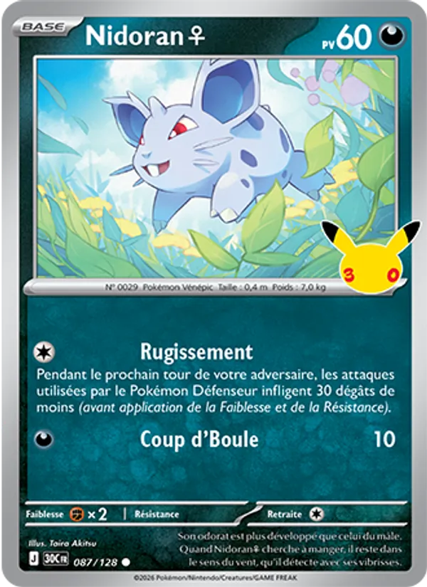 Carte Pokémon Nidoran♀ 087/128 de l'extension 30ᵉ Anniversaire