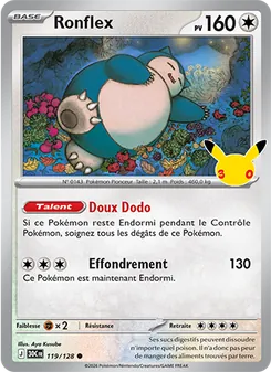Carte Pokémon Ronflex 119 — 30ᵉ Anniversaire
