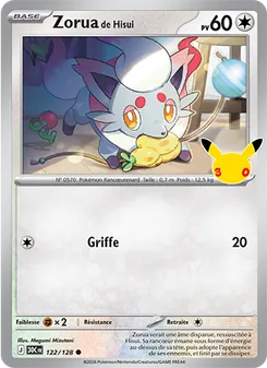 Carte Pokémon Zorua de Hisui 122 — 30ᵉ Anniversaire
