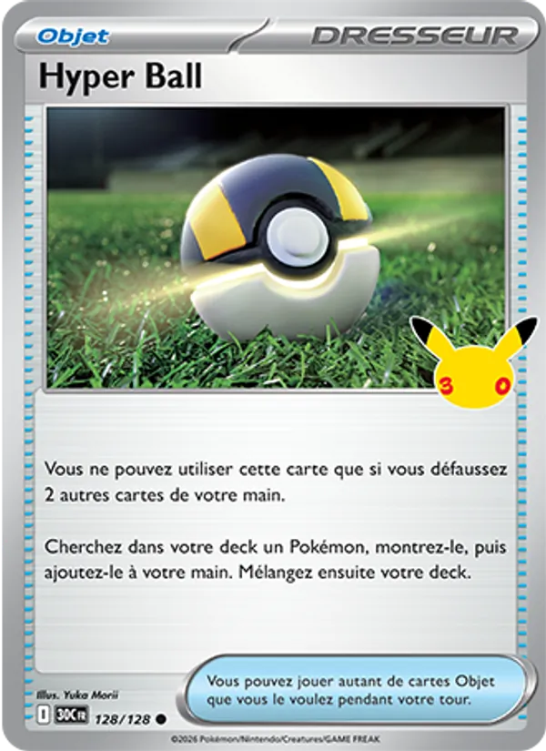 Carte Pokémon Hyper Ball 128/128 de l'extension 30ᵉ Anniversaire