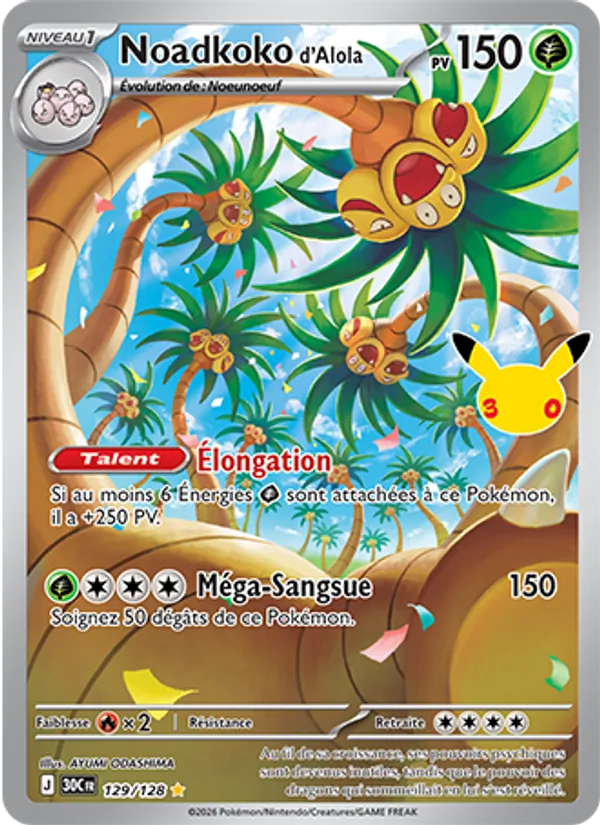 Carte Pokémon Noadkoko d'Alola 129/128 de l'extension 30ᵉ Anniversaire