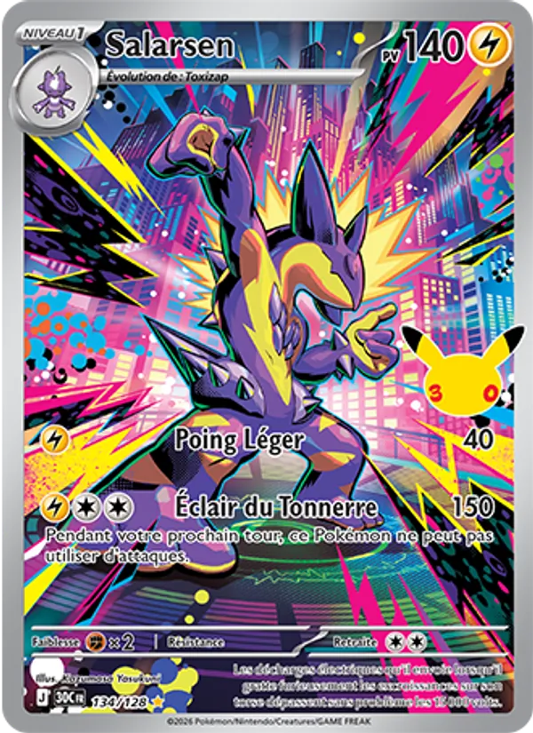 Carte Pokémon Salarsen 134/128 de l'extension 30ᵉ Anniversaire