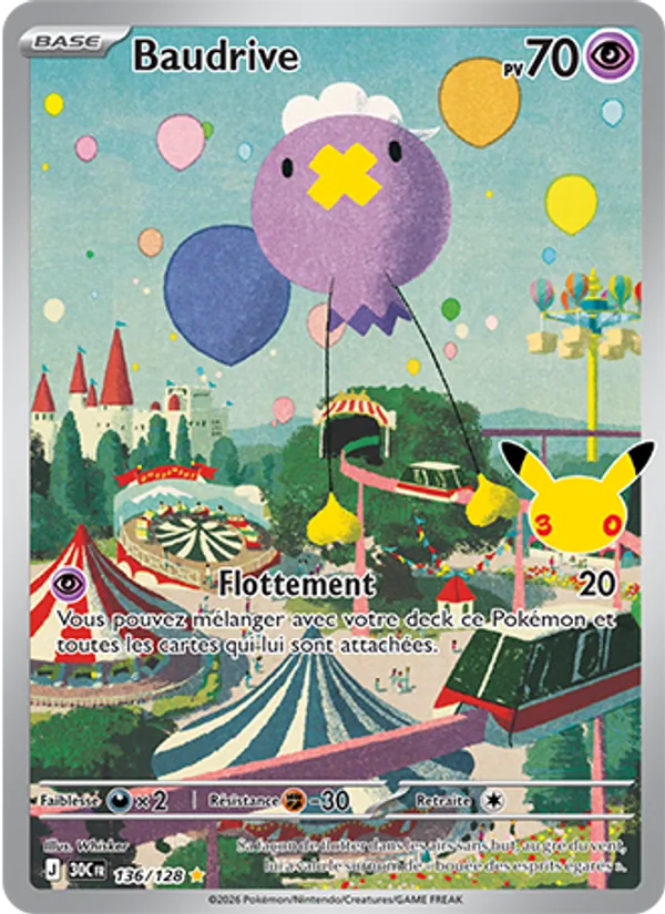 Carte Pokémon Baudrive 136/128 de l'extension 30ᵉ Anniversaire