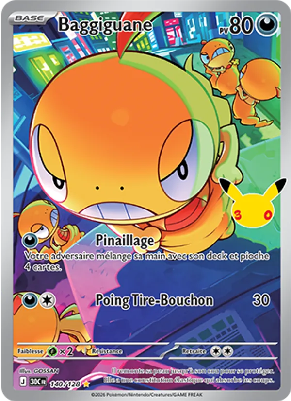 Carte Pokémon Baggiguane 140/128 de l'extension 30ᵉ Anniversaire