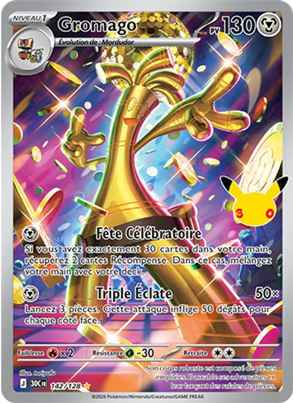Carte Pokémon Gromago 142/128 de l'extension 30ᵉ Anniversaire