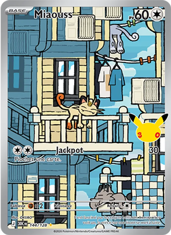 Carte Pokémon Miaouss 144/128 de l'extension 30ᵉ Anniversaire