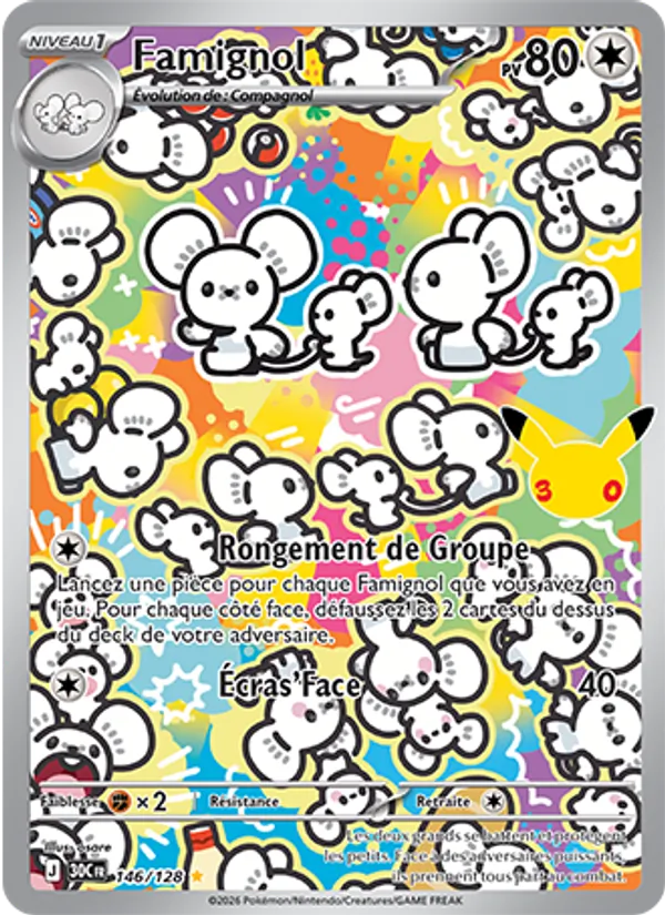 Carte Pokémon Famignol 146/128 de l'extension 30ᵉ Anniversaire