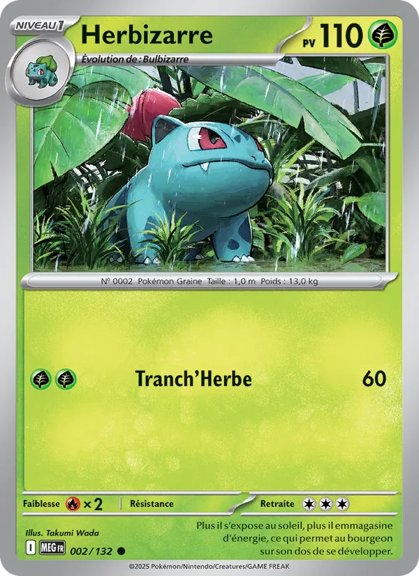 Carte Pokémon Herbizarre 002/132 de l'extension Méga-Évolution