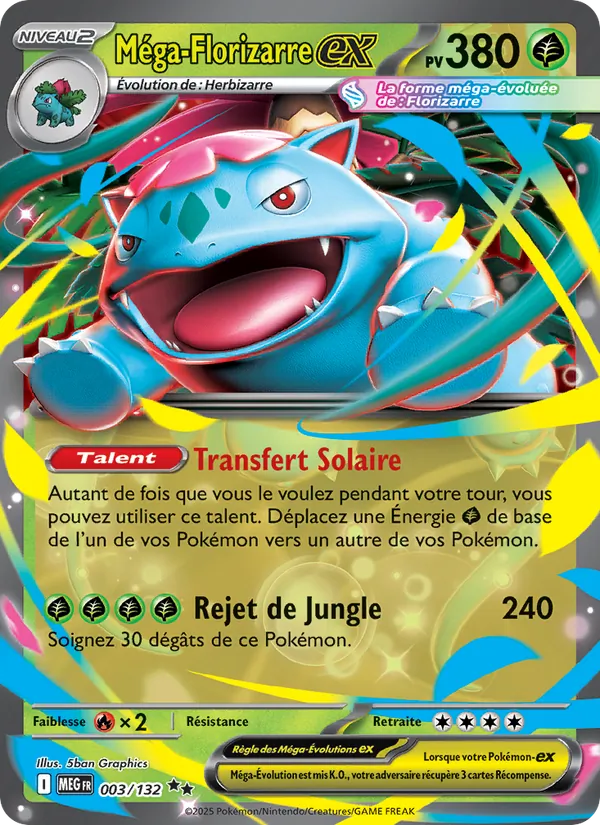 Carte Pokémon Méga-Florizarre-ex 003/132 de l'extension Méga-Évolution