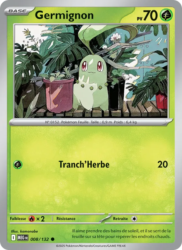 Carte Pokémon Germignon 008/132 de l'extension Méga-Évolution