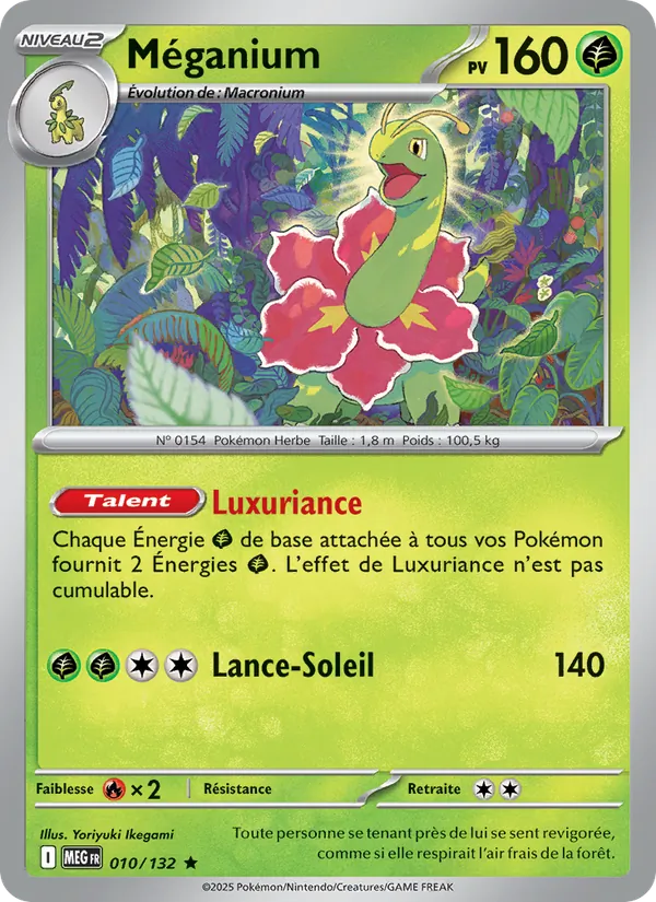 Carte Pokémon Méganium 010/132 de l'extension Méga-Évolution