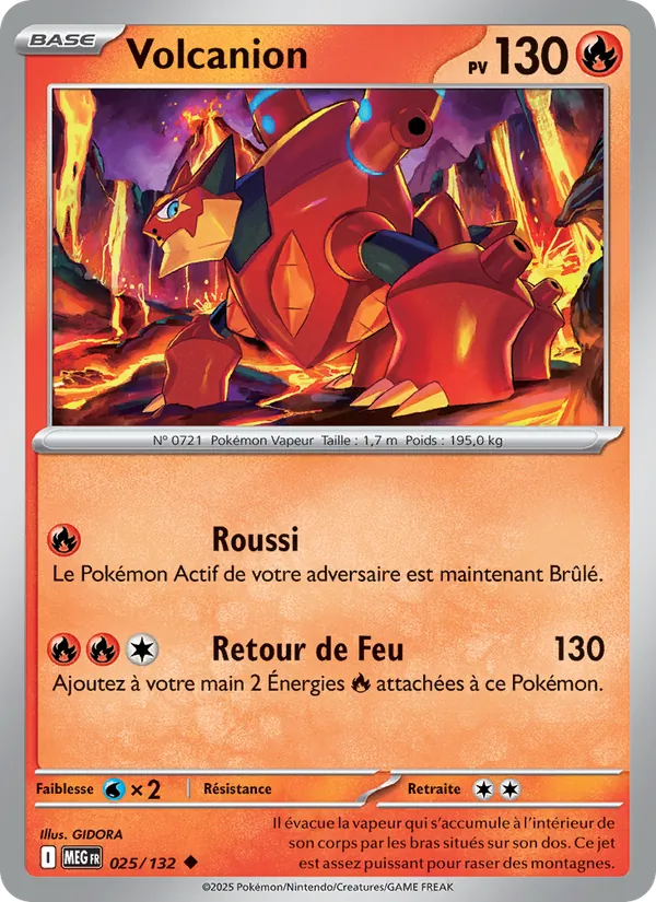 Carte Pokémon Volcanion 025/132 de l'extension Méga-Évolution