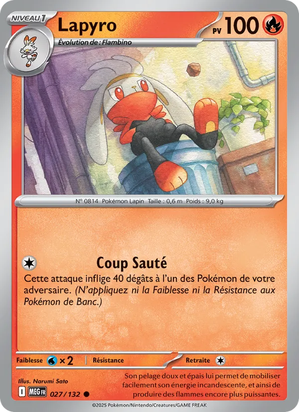Carte Pokémon Lapyro 027/132 de l'extension Méga-Évolution