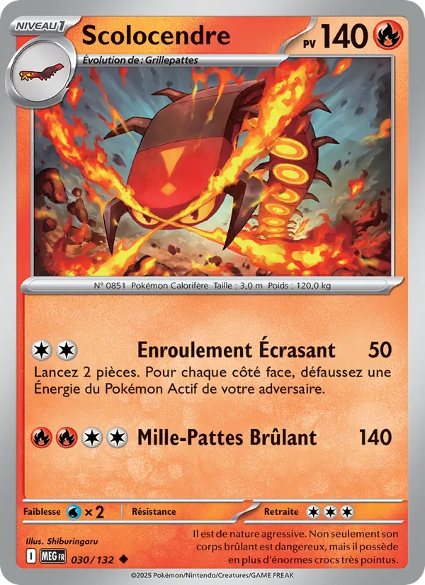 Carte Pokémon Scolocendre 030/132 de l'extension Méga-Évolution