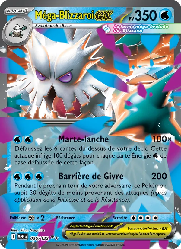 Carte Pokémon Méga-Blizzaroi-ex 036/132 de l'extension Méga-Évolution