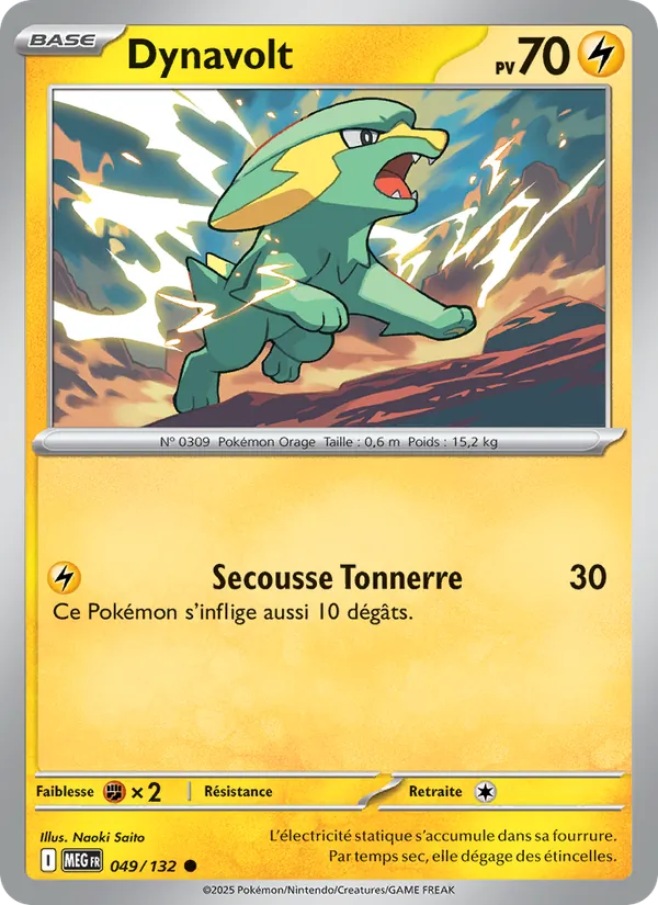Carte Pokémon Dynavolt 049/132 de l'extension Méga-Évolution