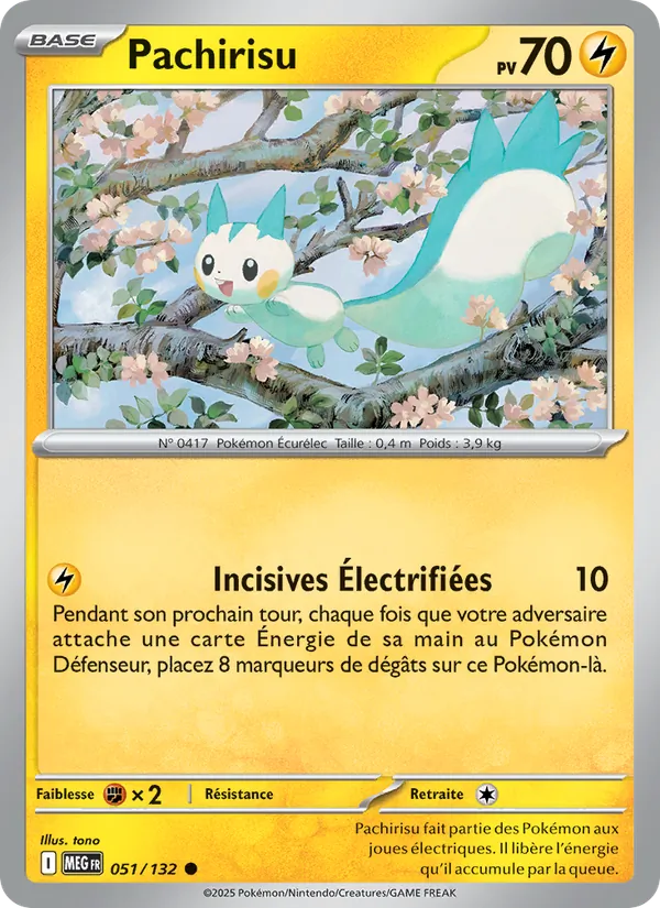 Carte Pokémon Pachirisu 051/132 de l'extension Méga-Évolution