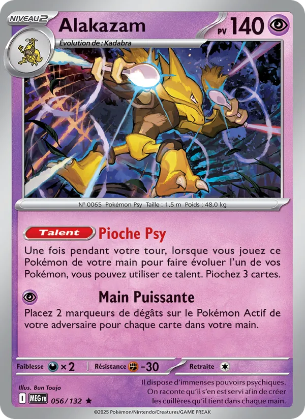 Carte Pokémon Alakazam 056/132 de l'extension Méga-Évolution