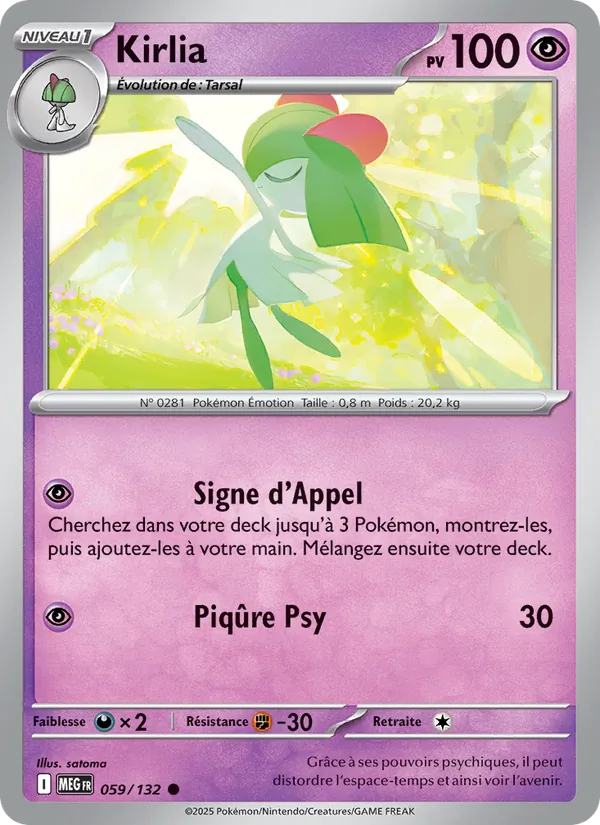 Carte Pokémon Kirlia 059/132 de l'extension Méga-Évolution