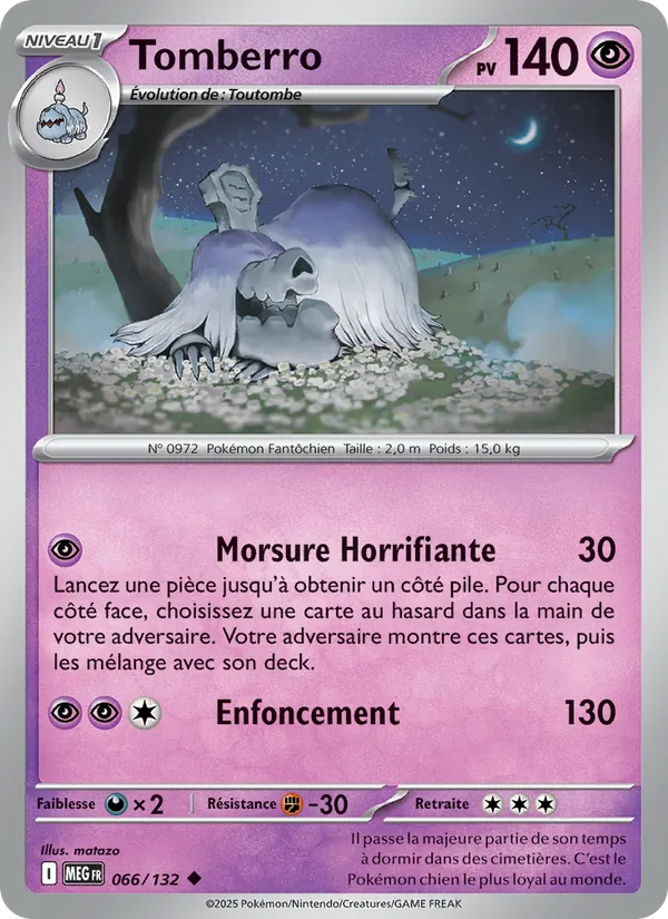 Carte Pokémon Tomberro 066/132 de l'extension Méga-Évolution
