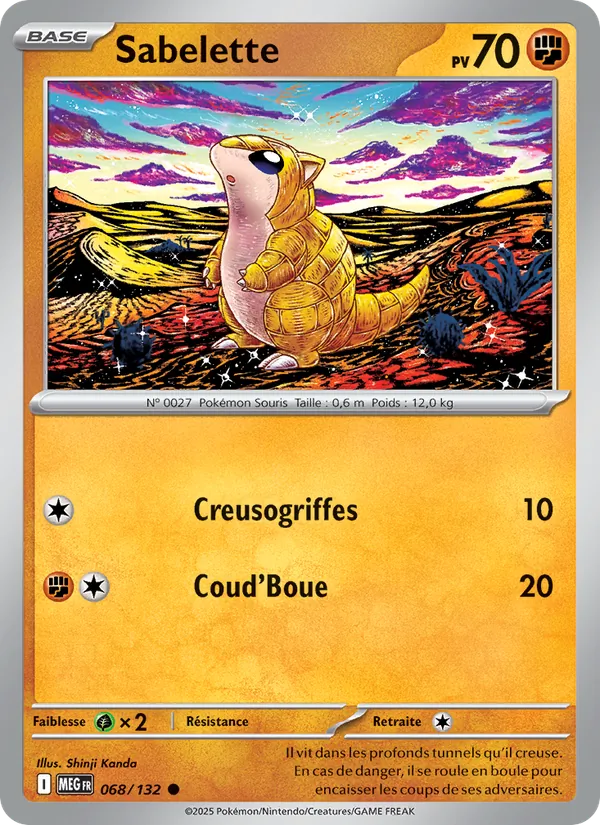 Carte Pokémon Sabelette 068/132 de l'extension Méga-Évolution