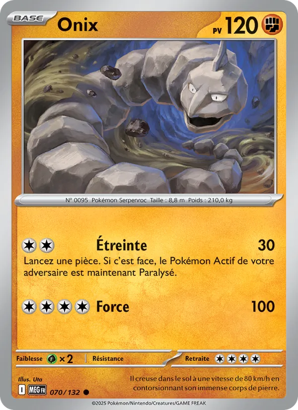 Carte Pokémon Onix 070/132 de l'extension Méga-Évolution