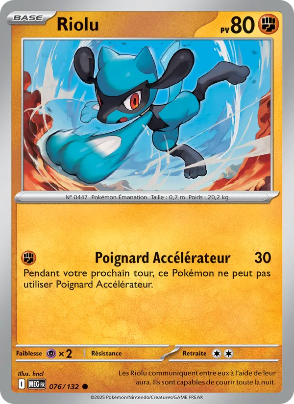 Carte Pokémon Riolu 076/132 de l'extension Méga-Évolution