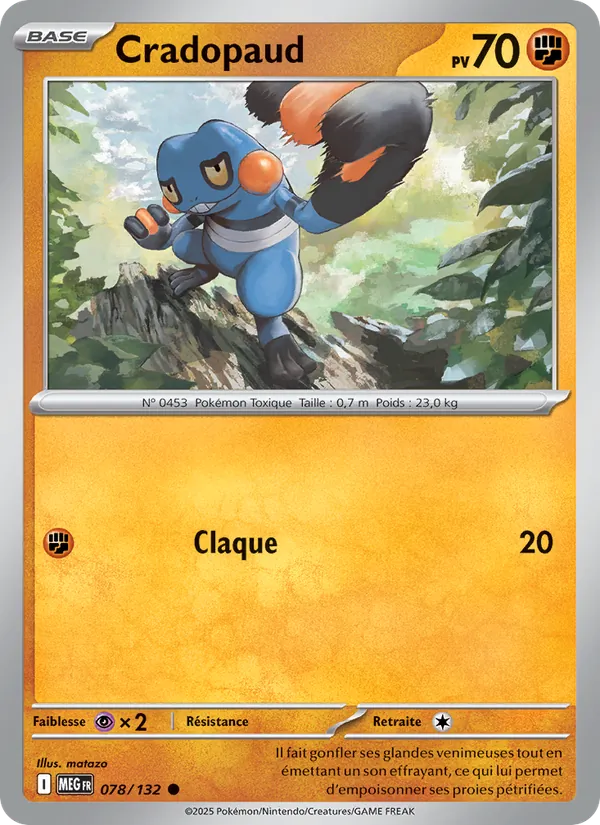 Carte Pokémon Cradopaud 078/132 de l'extension Méga-Évolution