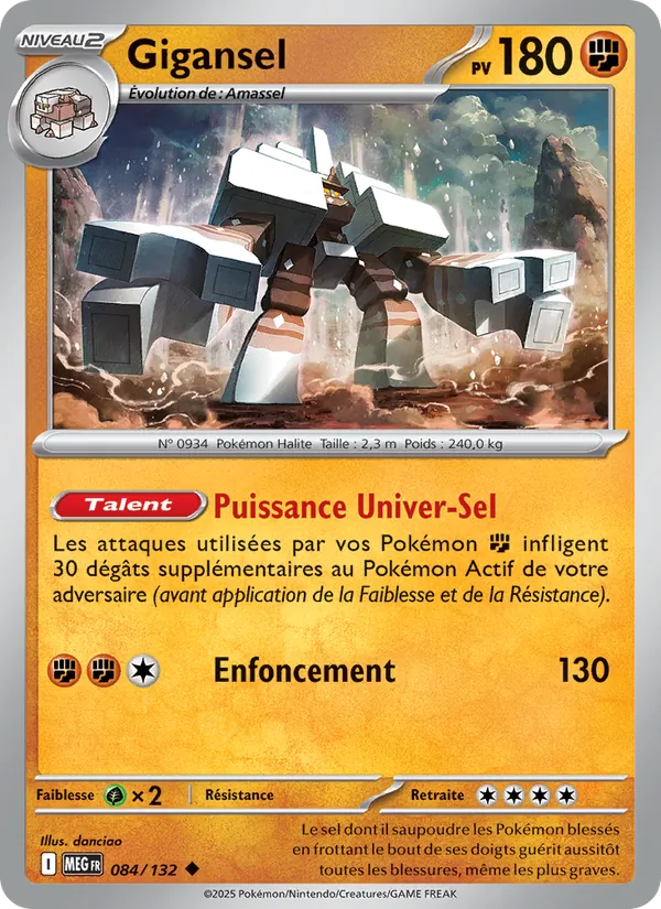 Carte Pokémon Gigansel 084/132 de l'extension Méga-Évolution