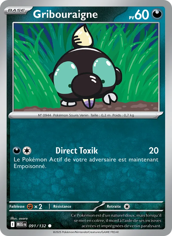 Carte Pokémon Gribouraigne 091/132 de l'extension Méga-Évolution