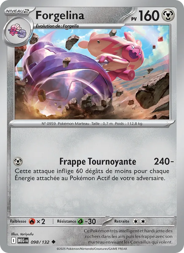 Carte Pokémon Forgelina 098/132 de l'extension Méga-Évolution