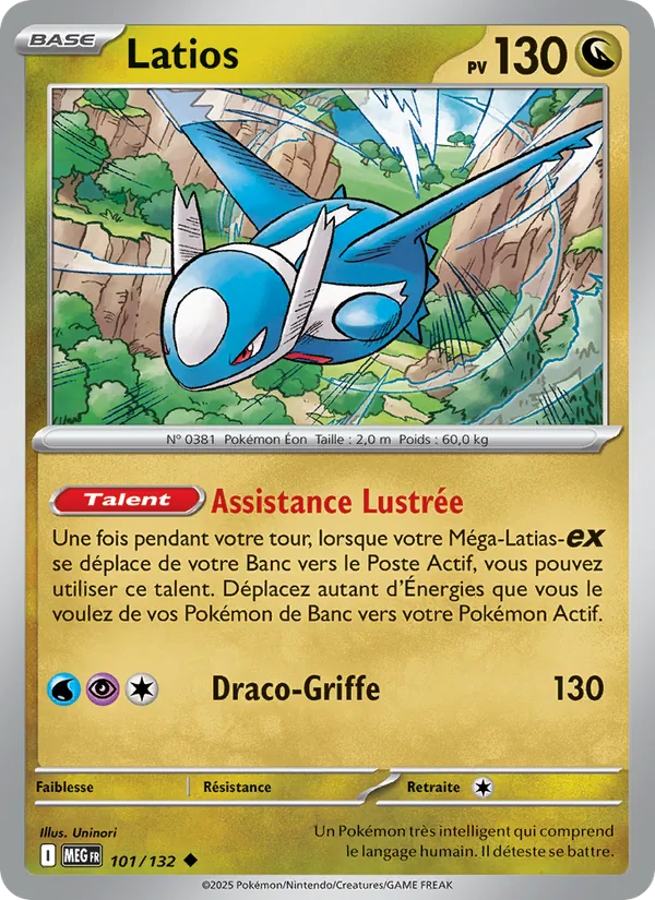 Carte Pokémon Latios 101/132 de l'extension Méga-Évolution