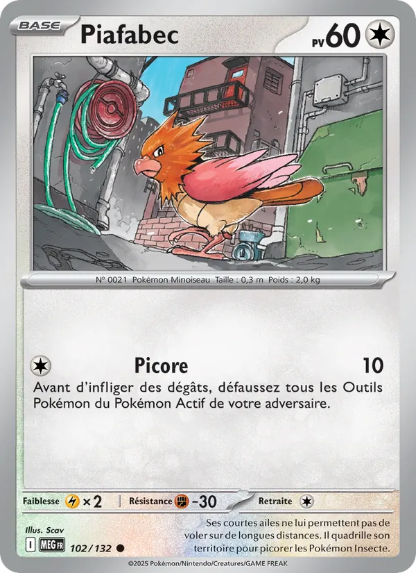 Carte Pokémon Piafabec 102/132 de l'extension Méga-Évolution