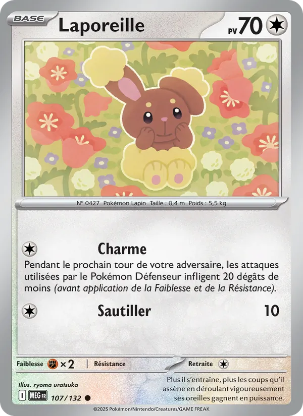 Carte Pokémon Laporeille 107/132 de l'extension Méga-Évolution