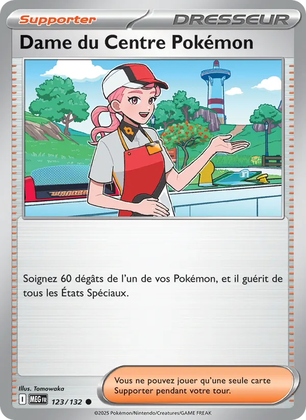Carte Pokémon Dame du Centre Pokémon 123/132 de l'extension Méga-Évolution