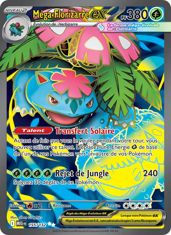 Carte Pokémon Méga-Florizarre-ex 155/132 de l'extension Méga-Évolution