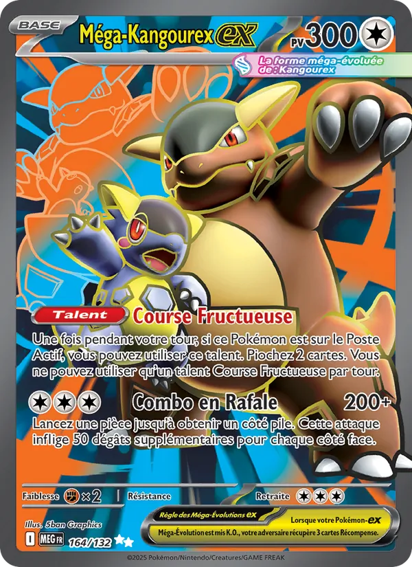 Carte Pokémon Méga-Kangourex-ex 164/132 de l'extension Méga-Évolution