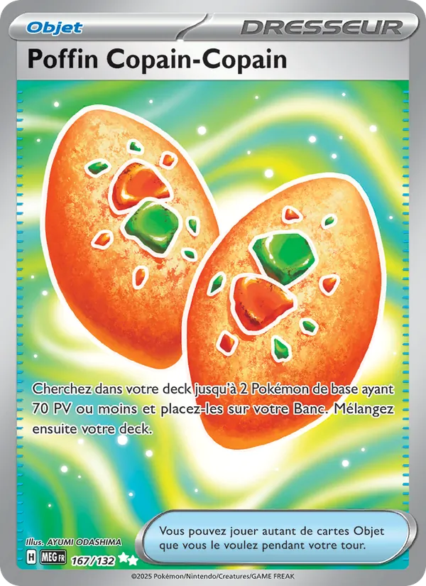 Carte Pokémon Poffin Copain-Copain 167/132 de l'extension Méga-Évolution