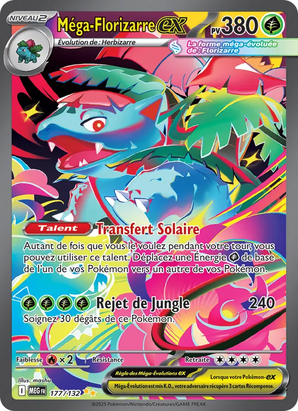 Carte Pokémon Méga-Florizarre-ex 177/132 de l'extension Méga-Évolution
