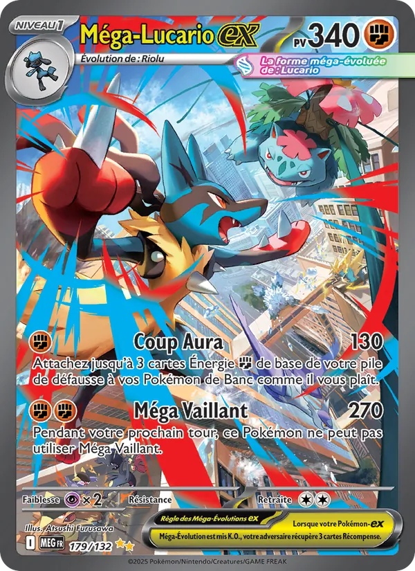 Carte Pokémon Méga-Lucario-ex 179/132 de l'extension Méga-Évolution