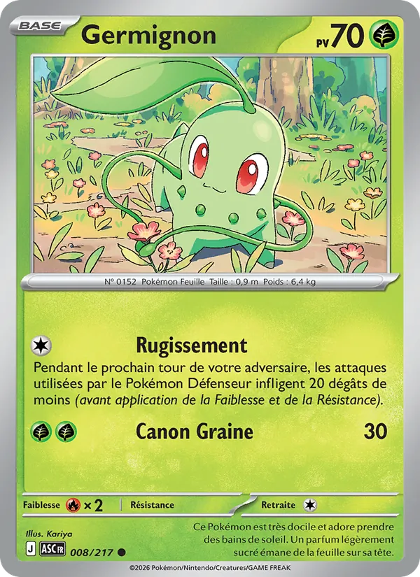 Carte Pokémon Germignon 008/217 de l'extension Héros Transcendants