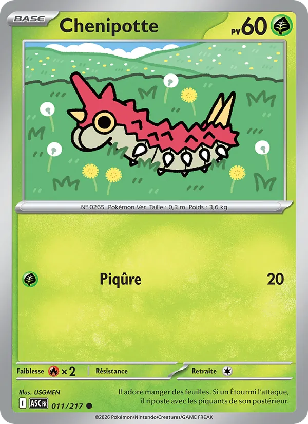 Carte Pokémon Chenipotte 011/217 de l'extension Héros Transcendants
