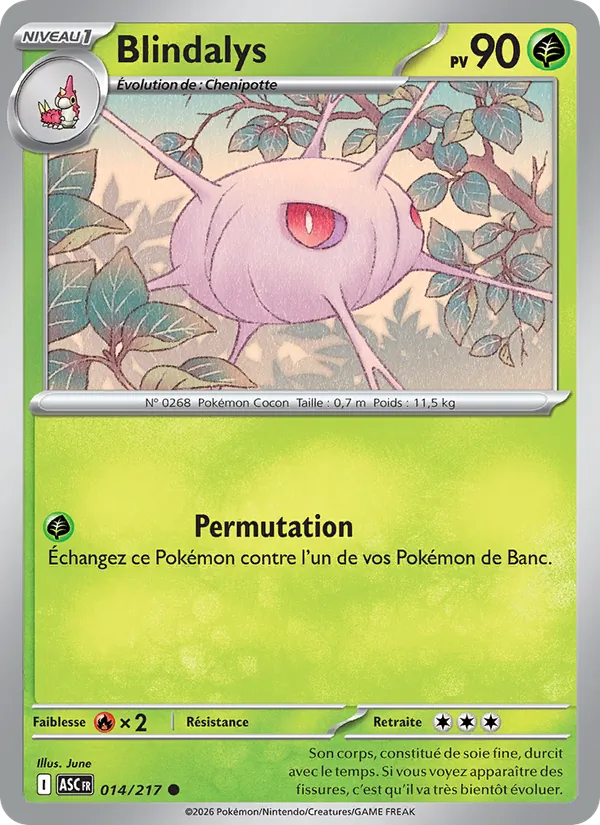 Carte Pokémon Blindalys 014/217 de l'extension Héros Transcendants
