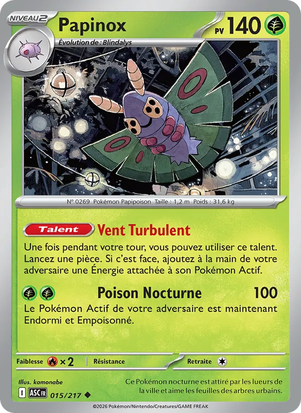 Carte Pokémon Papinox 015/217 de l'extension Héros Transcendants